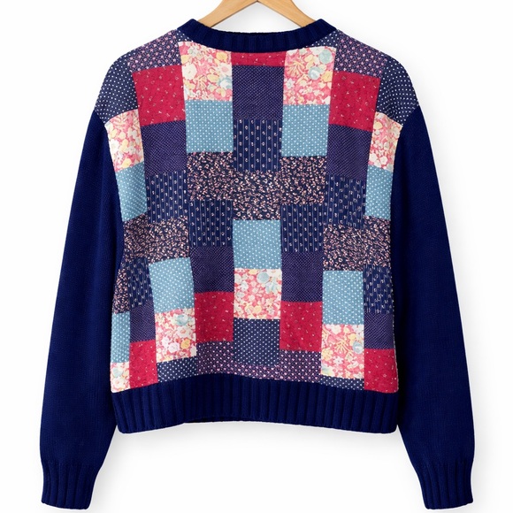 Vintage Handmade Patchwork Quilted Cardigan Cottagecore Boho Grandmacore - Picture 3 of 8